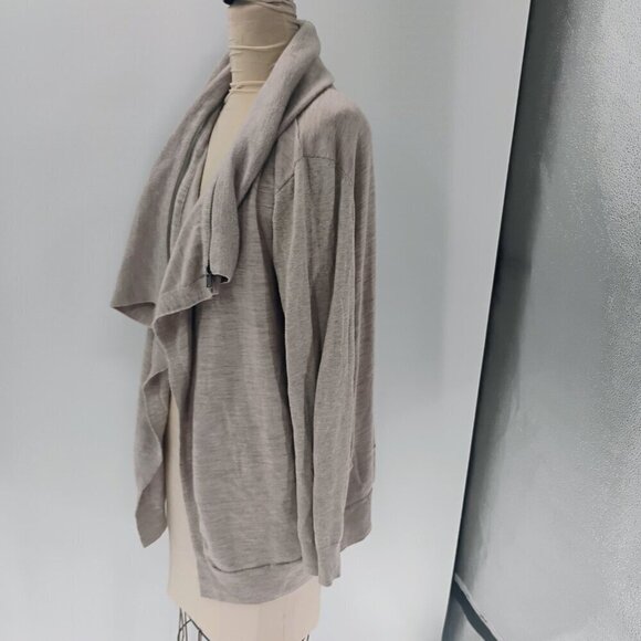 allsaints 100% wool long lined sweater cardigan pockets beige dahlia cardigan - Picture 8 of 15